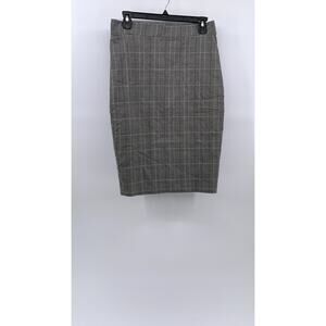 CRECE Women's Gray Plaid Straight Knee-Length Skirt SZ L